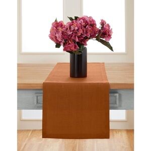 Solino Home Linen Table Runner 120 Inches Long – 100% Pure Linen Winter Cinnamon
